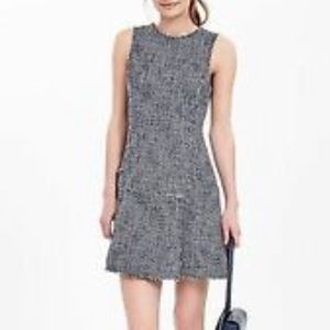 Navy Banana Republic Tweed Pleated Dress Sz 4